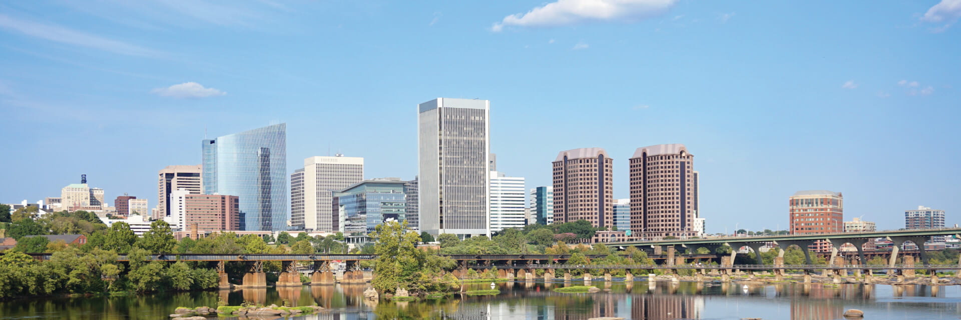 image of richmond virginia's downtown skyline on a bright sunny day