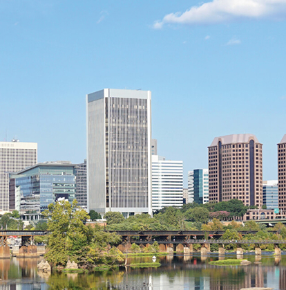 image of richmond virginia's downtown skyline on a bright sunny day